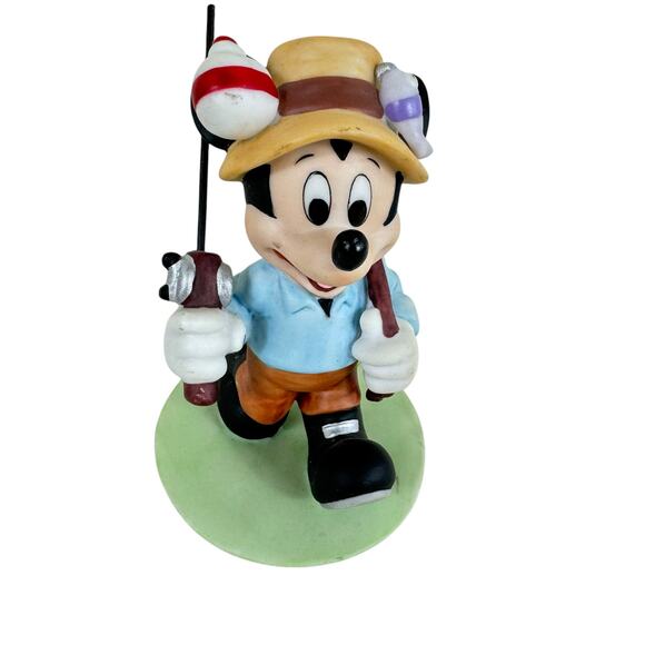 Vintage Disney Ceramic Mickey Mouse Fisherman Figurine